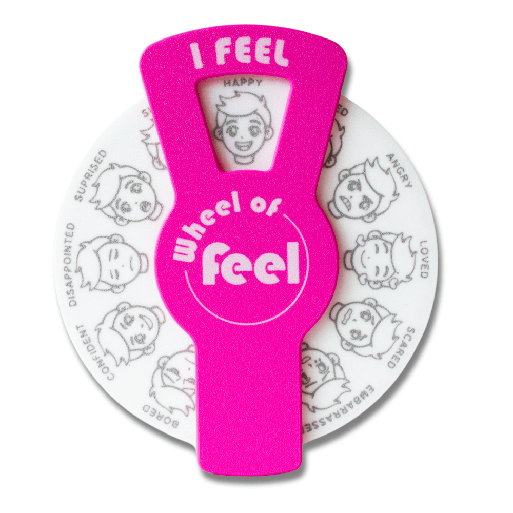 Pink SEL wheel for boys – Wheel of Feel emotional learning tool for children and teens