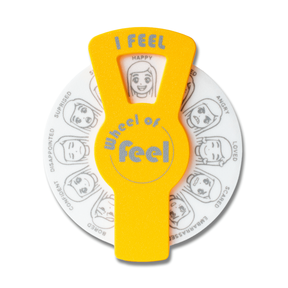 Yellow Wheel of Feel – SEL tool for girls, feelings wheel for emotional learning in kids and teens