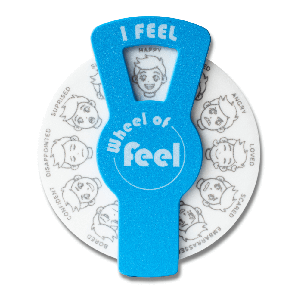 Blue emotional wheel for boys – Wheel of Feel SEL product for helping kids and teens identify feelings