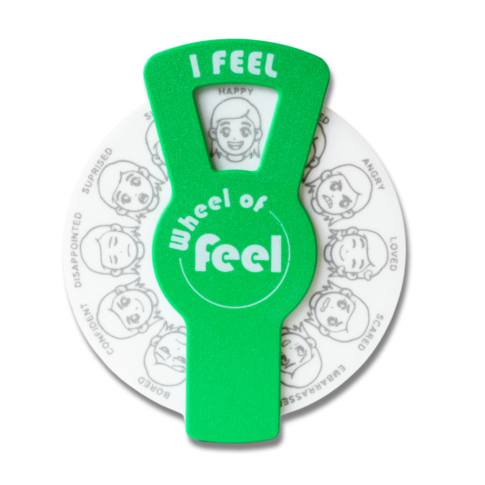 Green SEL wheel for children and teens – gender-neutral Wheel of Feel for emotional growth