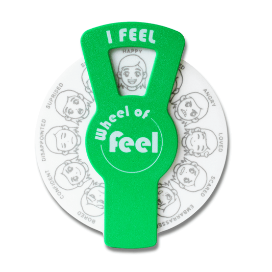 Green SEL wheel for children and teens – gender-neutral Wheel of Feel for emotional growth
